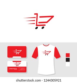 Speedy cart logo with business card and t shirt mockup