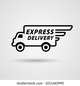 Speedy Express Delivery wagon sign, icon, label. Vector illustration