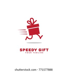 Speedy gift logo template design. Vector illustration.