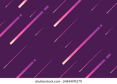 Speedy Meteor Fall Lines, Pink Tone Background, Pixel Art Style