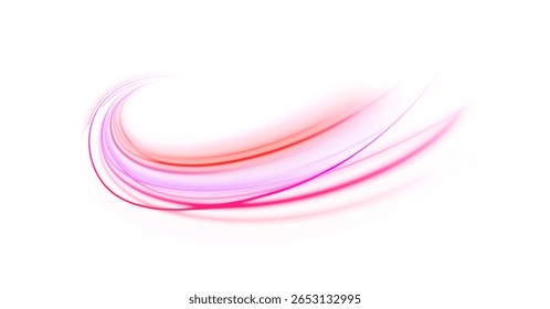 Speedy neon light and flowing streaks move along the motorway with blur and glow as dynamic flash effects twist through modern vector design showing power and car silhouette on night background png


