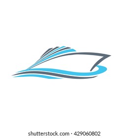 Speedy Power Boat Logo. Vector Graphic Design