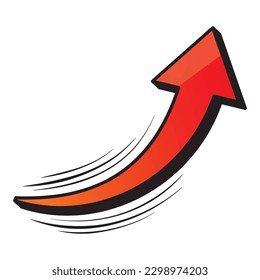 Speedy red three-dimensional ascending arrow