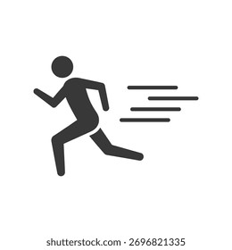 Speedy runner silhouette with motion lines