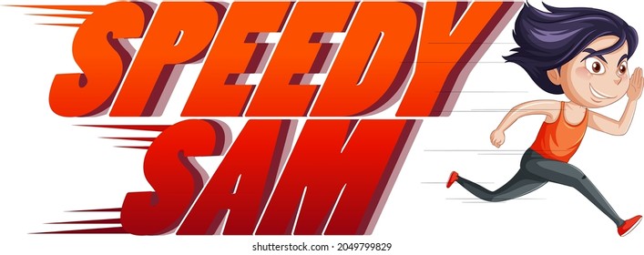 Speedy Sam logo text design with running girl illustration