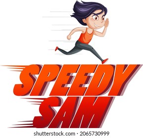 Speedy Sam logo text design with running girl illustration