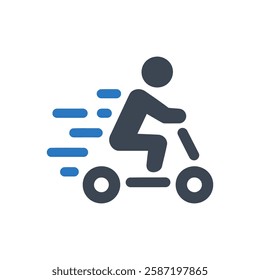 Speedy Scooter Rider Icon On White Background