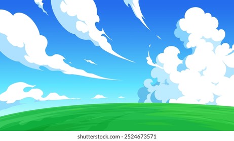 Speedy sky and grassland landscape illustration_16:9