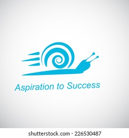 Speedy snail - concept of achieving success on gradient background, 2d illustration, vector eps 8