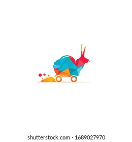 Speedy snail vector logo design. Delivery logo concept. Achievement and success sign.