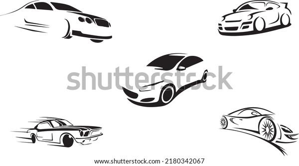 speedy and styles car model vector set with\
super car model and super speed\
icon