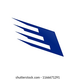Speedy Wing Steel Blue Technology Symbol Logo Design