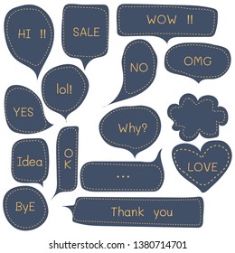 Speeh bubbles doodle set with accentuation
