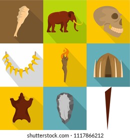 Spelaean icons set. Flat set of 9 spelaean vector icons for web isolated on white background