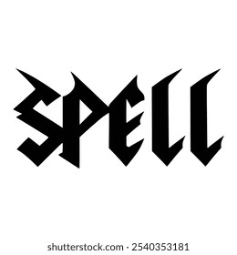 spell black metal fashion sticker t shirt music vector illustration template design