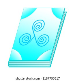 Spell book of air element for Your Design, Game, Card. Ancient book with alchemy recipes and mystic spells and enchantments. Isolated GUI design elements. Vector Illustration.
