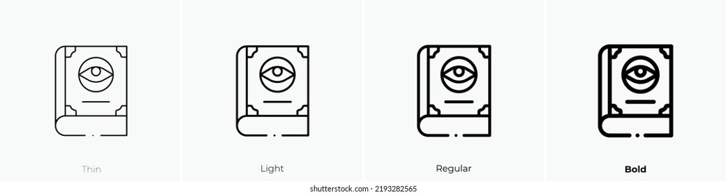 Spell Book Icon. Thin, Light Regular And Bold Style Design Isolated On White Background