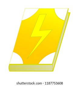 Spell book of lightning element for Your Design, Game, Card. Ancient book with alchemy recipes and mystic spells and enchantments. Isolated GUI design elements. Vector Illustration.