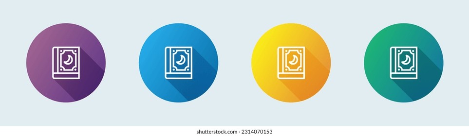Spell book line icon in flat design style. Magic signs vector illustration.