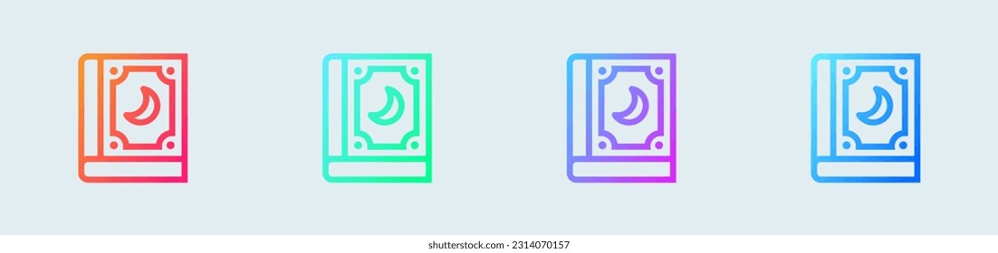 Spell book line icon in gradient colors. Magic signs vector illustration.