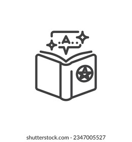 Spell book line icon. linear style sign for mobile concept and web design. Magic spell book outline vector icon. Symbol, logo illustration. Vector graphics