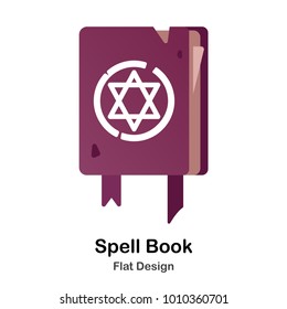 Spell book with magic symbol Flat Illustration