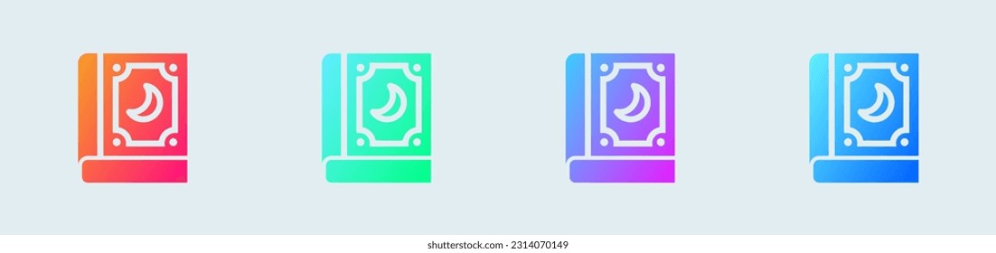 Spell book solid icon in gradient colors. Magic signs vector illustration.