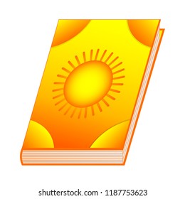 Spell book of sun elements for Your Design, Game, Card. Ancient book with alchemy recipes and mystic spells and enchantments. Isolated GUI design elements. Vector Illustration.