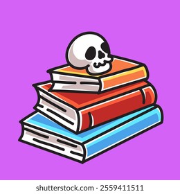 Spell Book Vector Cartoon Illustration. Scary Object Icon Concept Isolated Premium Vector. Flat Cartoon Concept for Halloween. Cute Doodle Cartoon Illustration Style. Suitable for Any Project