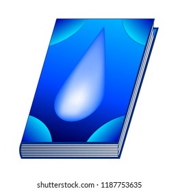 Spell book of water element for Your Design, Game, Card. Ancient book with alchemy recipes and mystic spells and enchantments. Isolated GUI design elements. Vector Illustration.