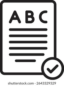Spell Check Vector Line Icon Design