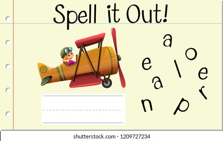 Spell English word aeroplane illustration