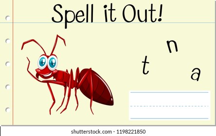 Spell english word ant illustration