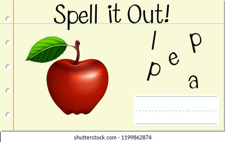 Spell English word apple illustration