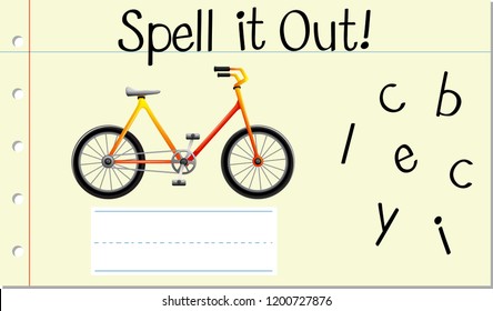 Spell English word bicycle illustration