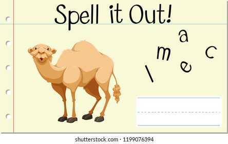 Spell English word camel illustration