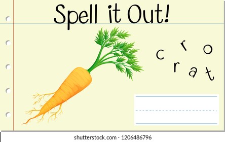 Spell english word carrot illustration