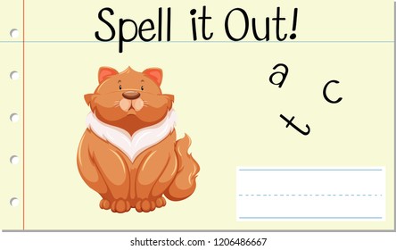 Spell english word cat illustration