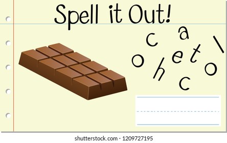 Spell English word chocolate illustration