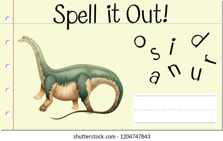 Spell English word dinosaur illustration