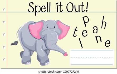 Spell English word elephant illustration