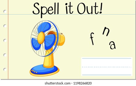 Spell English word fan illustration