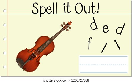 Spell English word fiddling illustration