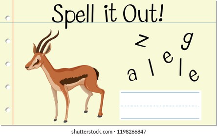 Spell English word gazelle illustration