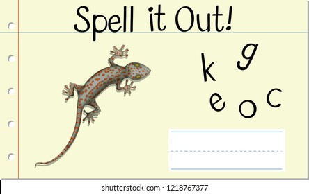 Spell English word gecko illustration