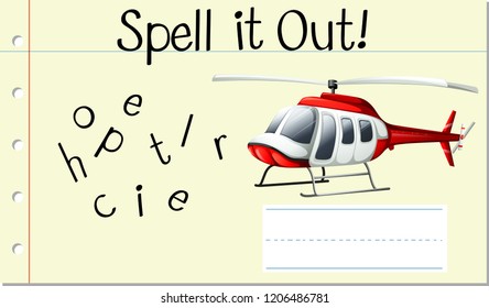 Spell english word helicopter illustration