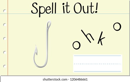 Spell english word hook illustration