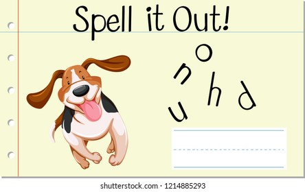 Spell english word  hound illustration