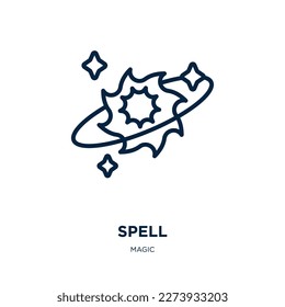 spell icon from magic collection. Thin linear spell, spelling, word outline icon isolated on white background. Line vector spell sign, symbol for web and mobile