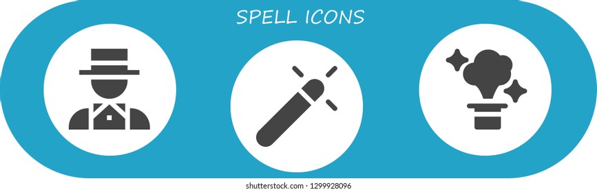  spell icon set. 3 filled spell icons.  Simple modern icons about  - Magician, Magic